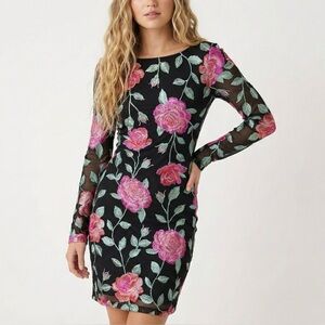 Siena Floral Embroidered Mesh Dress 10 Wedding Guest Romantic Sheer Evening